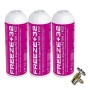 3 Botellas Gas Ecologico Refrigerante Freeze Organico +32 350Gr + Valvula Sustituto R32, R410A