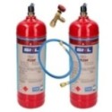 2 Botellas R290 + Manguera + Valvula 370Gr Propano Envase Desechable