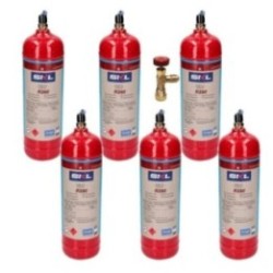 Pack 6 Botellas Refrigerante R290 +Valvula 370Gr Propano Envase Desechable
