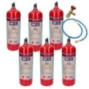 Pack 6 Botellas Refrigerante R290 + Manguera + Valvula 370Gr Propano Envase Desechable