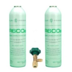2 Botellas Gas Refrigerante R600 + Valvula 420Gr Isobutano