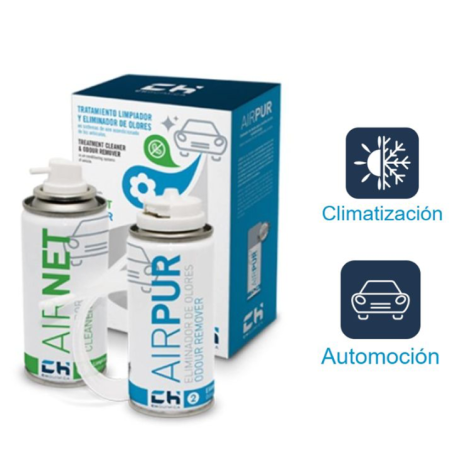Airnet + Airpur LimpiadorEliminador Olores En Sistemas Aire Acondicionado Coche