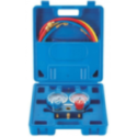 Maleta Kit Puente Manometro AluMinio 2 Vias 80mm Mangueras Con Visor R32