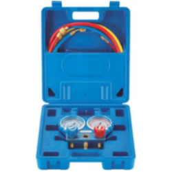 Maleta Kit Puente Manometro AluMinio 2 Vias 80mm Mangueras Con Visor R32