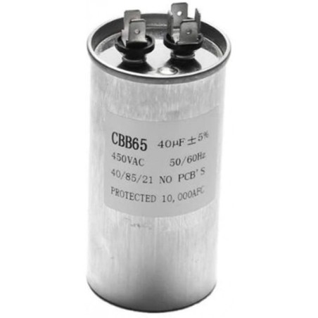 Condensador 40Âµf 450v De Trabajo Universal Aire Acondicionado Metalico