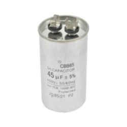 Condensador 45Âµf 450v De Trabajo Universal Aire Acondicionado Metalico