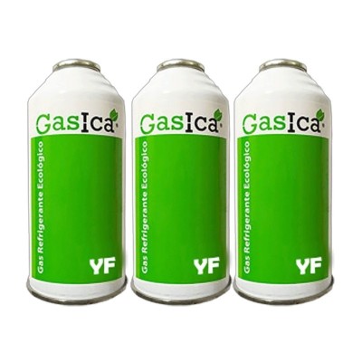 3 Botellas Gas Ecologico Gasica YF 170gr Sustituto R1234YF