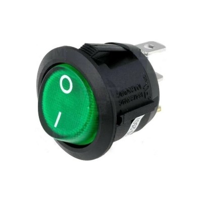 Interruptor Bipolar Luminoso Verde 20mm 6A 250V 4 Faston 1,8mm