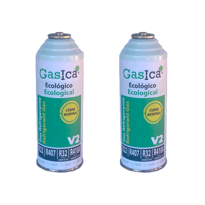 2 Botellas Gas Ecologico Gasica V2 226Gr Sustituto R22, R32, R407C, R410A