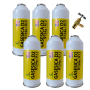 6 Botellas Gas Ecologico Gasesica D2 + Valvula Sustituto R12, R134A