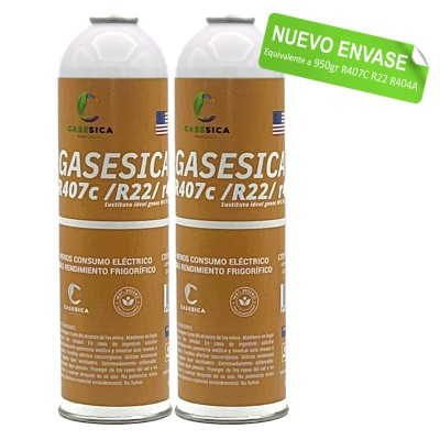 2 Botellas Gas Ecologico Gasesica V2 Sustituto de R22 y R407C