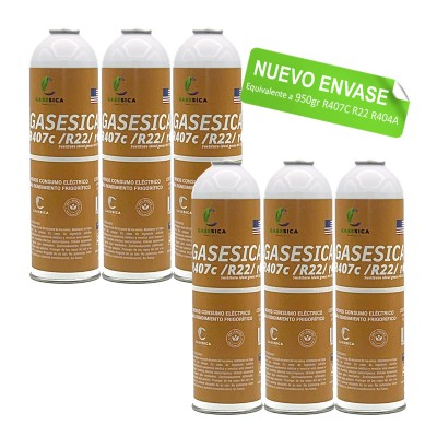 6 Botellas Gas Ecologico Gasesica V2 Sustituto de R22 y R407C