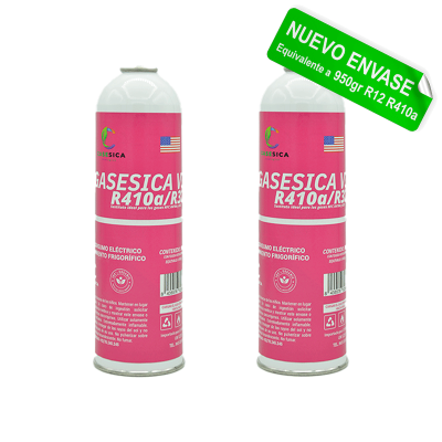 2 Botellas Gas Ecologico Gasesica V3 sustituto de R410A y R32