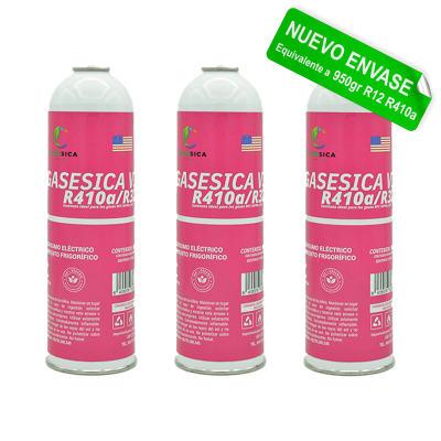 3 Botellas Gas Ecologico Gasesica V3 sustituto de R410A y R32